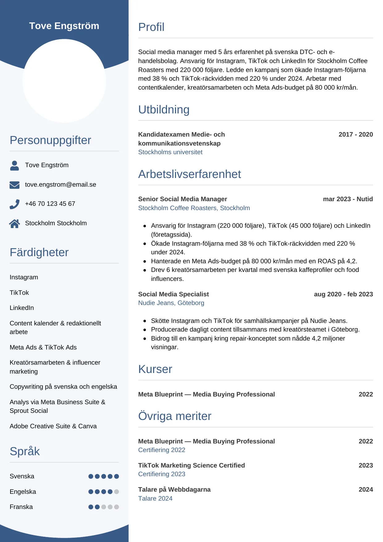 CV-mall Cirkulär — gratis CV-mall för din ansökan