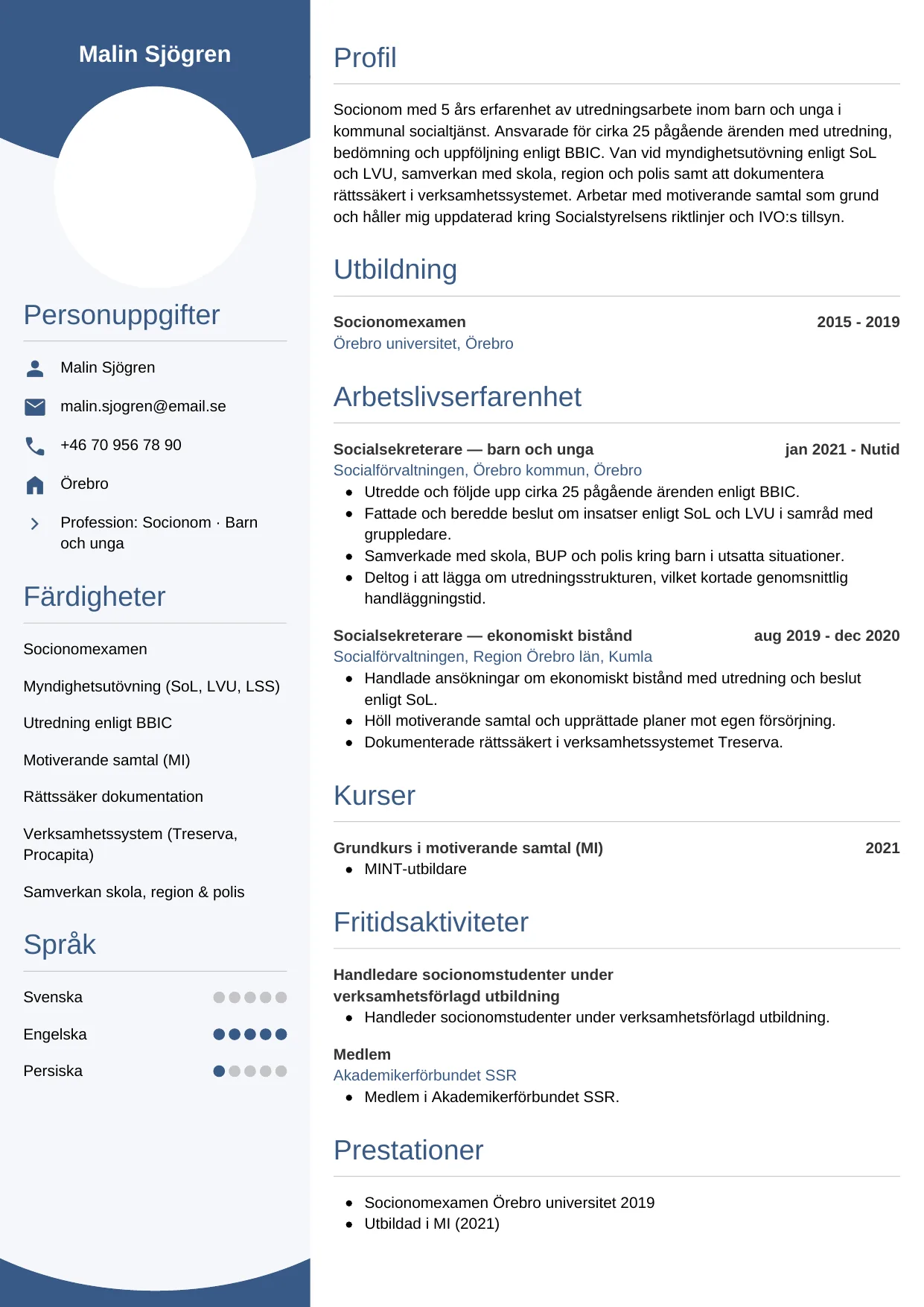CV-mall Cirkulär — gratis CV-mall för din ansökan
