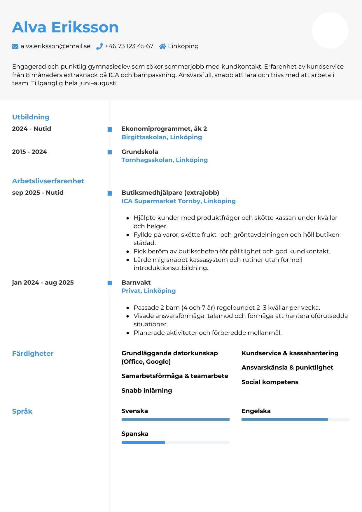 CV-mall Chrono — gratis CV-mall för din ansökan