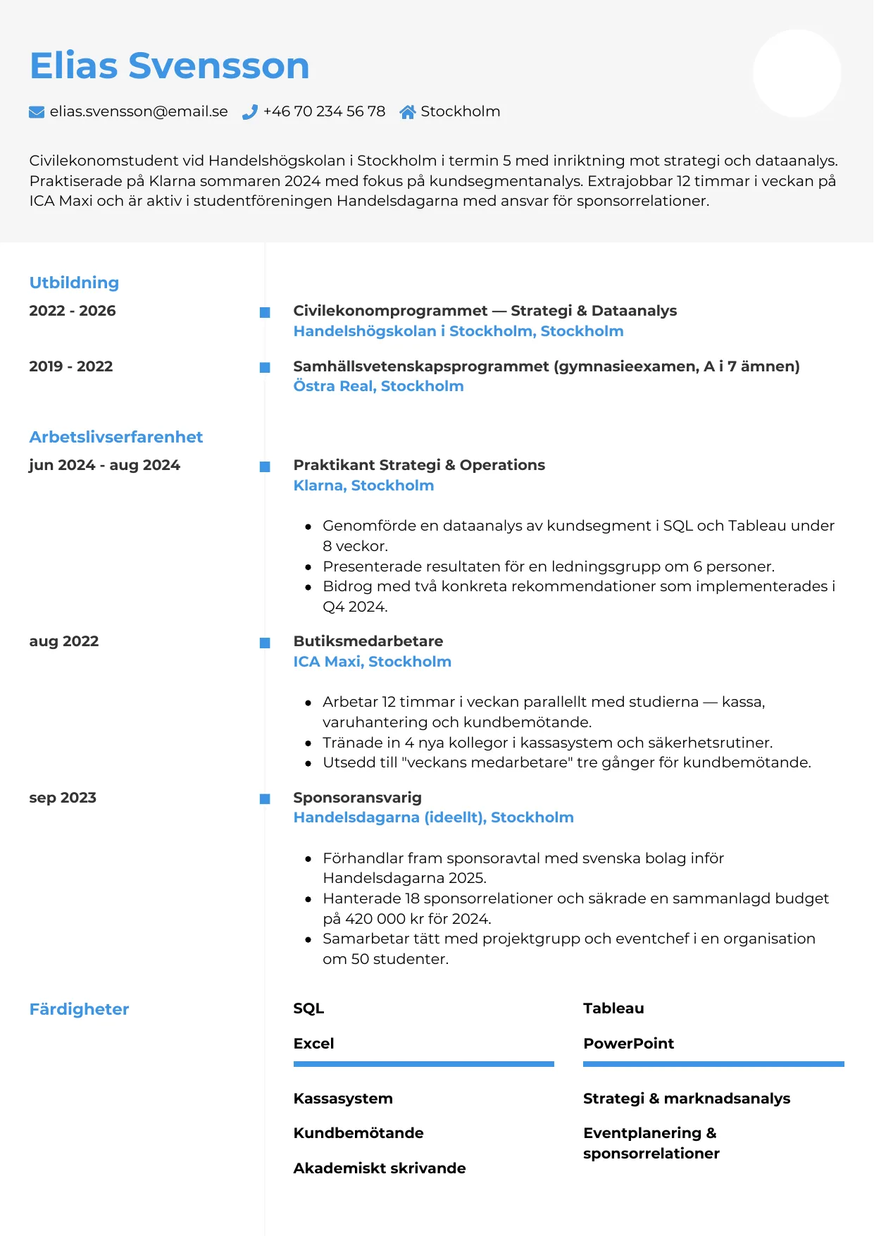 CV-mall Chrono — gratis CV-mall för din ansökan