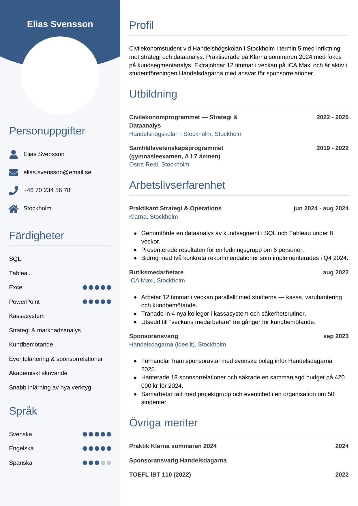 CV-mall Cirkulär — gratis CV-mall för din ansökan
