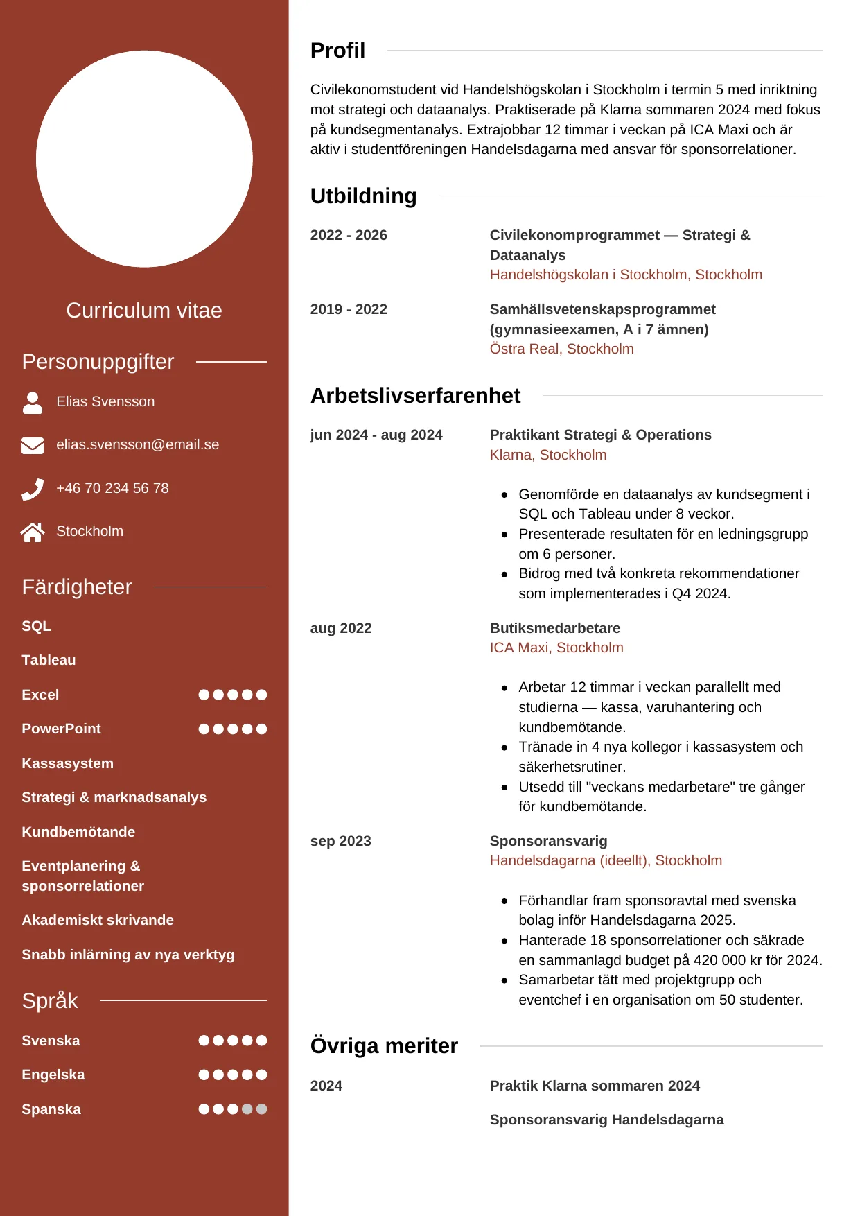 CV-mall Modern — gratis CV-mall för din ansökan