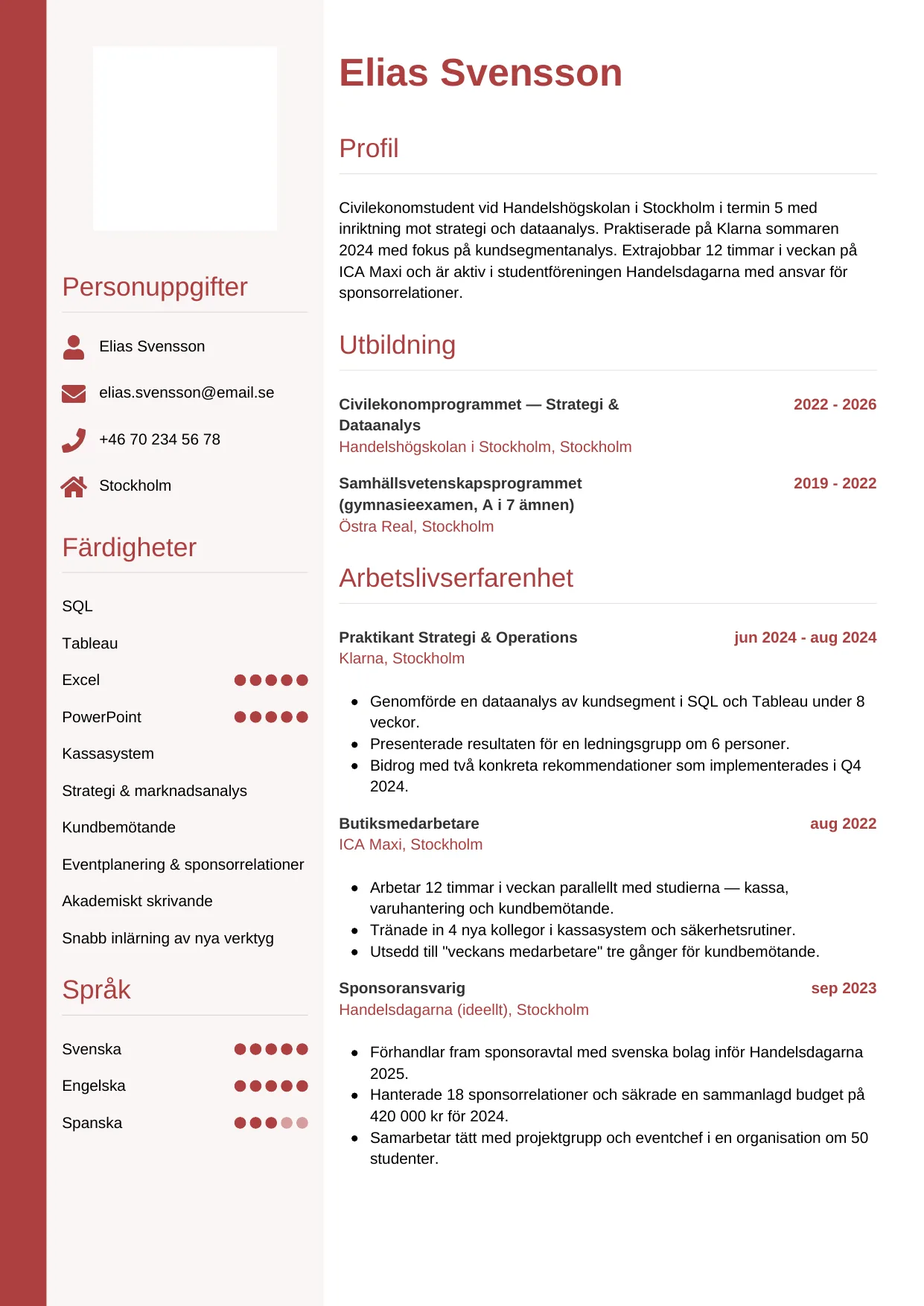 CV-mall Vertikal — gratis CV-mall för din ansökan