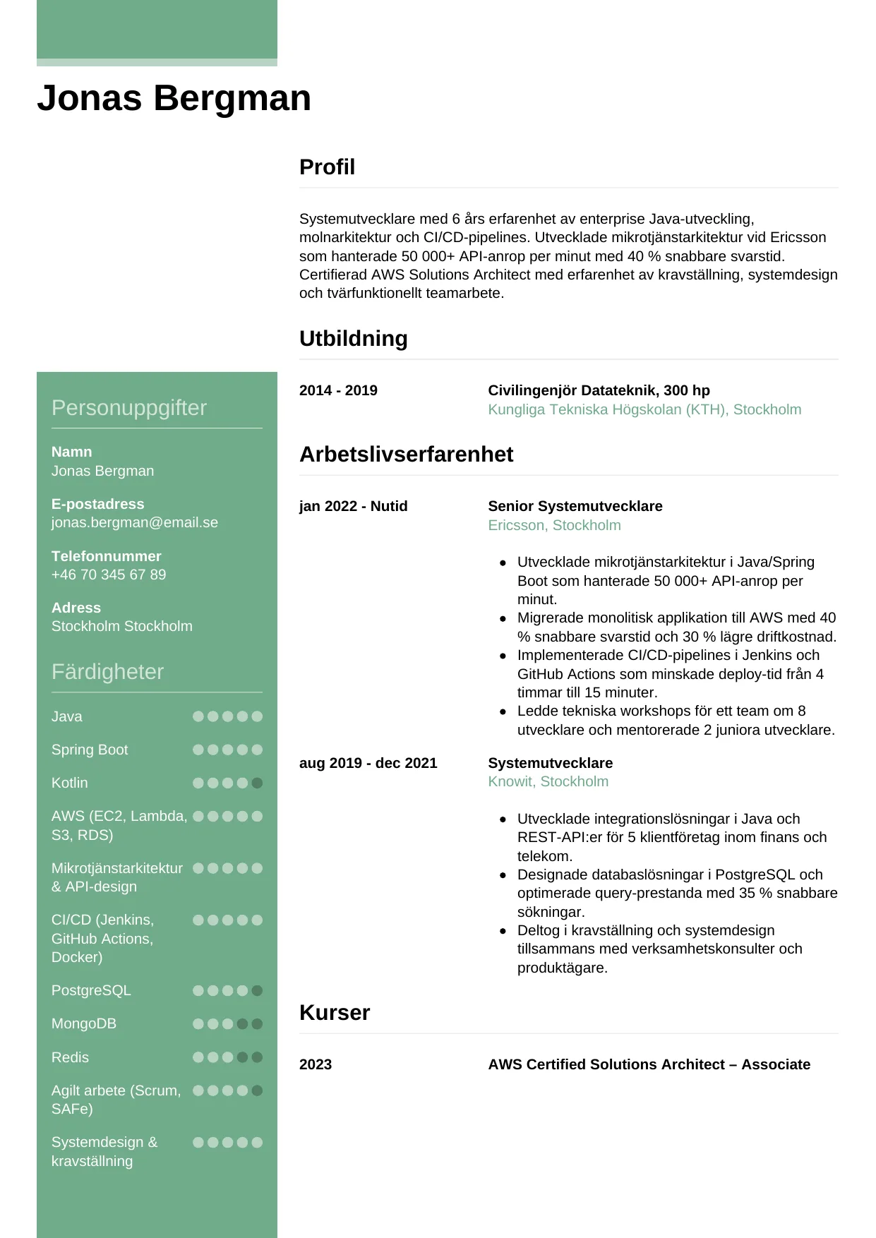 CV-mall Casual — gratis CV-mall för din ansökan