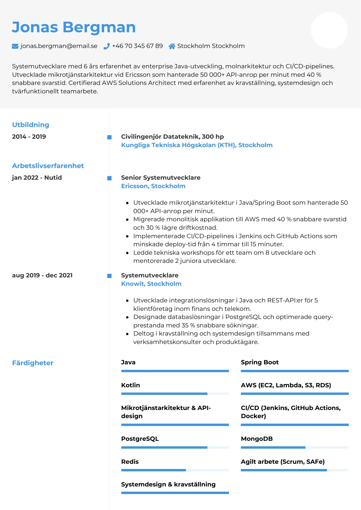 CV-mall Chrono — gratis CV-mall för din ansökan