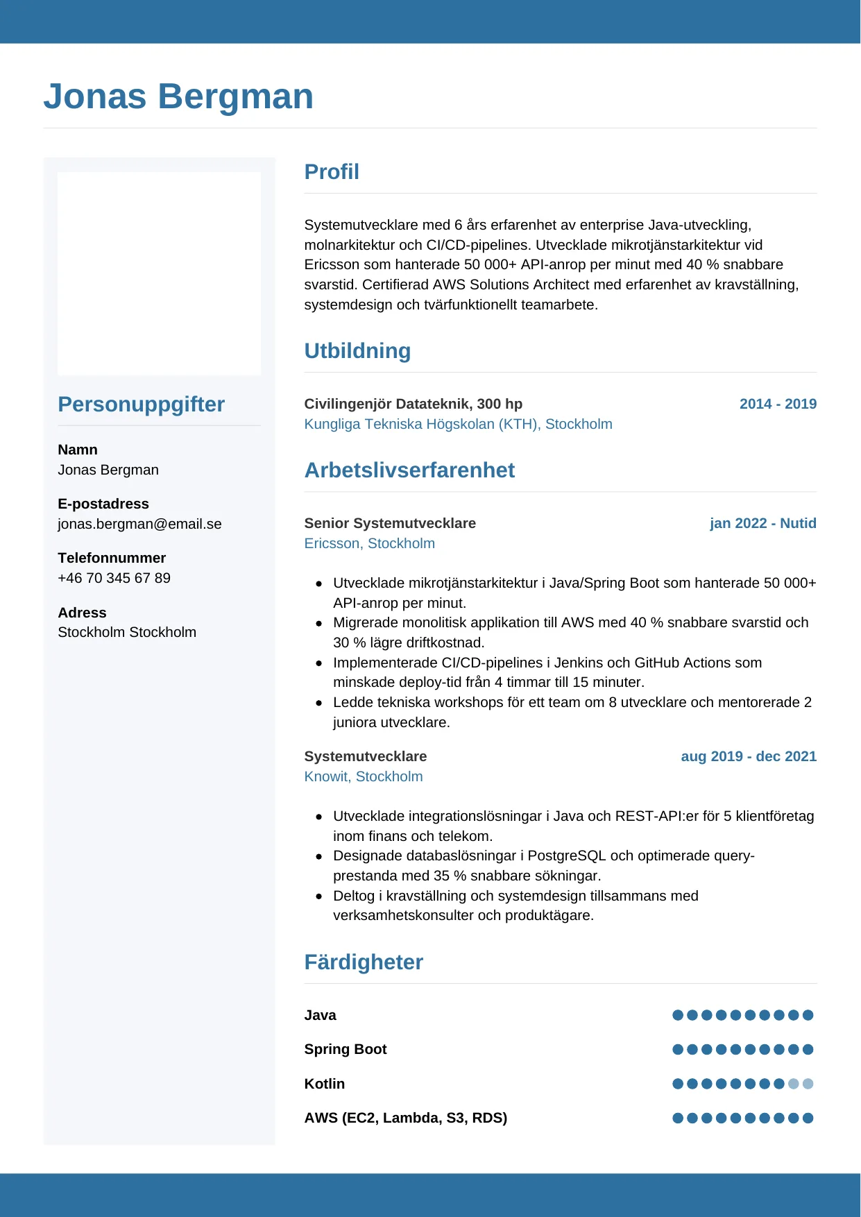 CV-mall Horisontell — gratis CV-mall för din ansökan