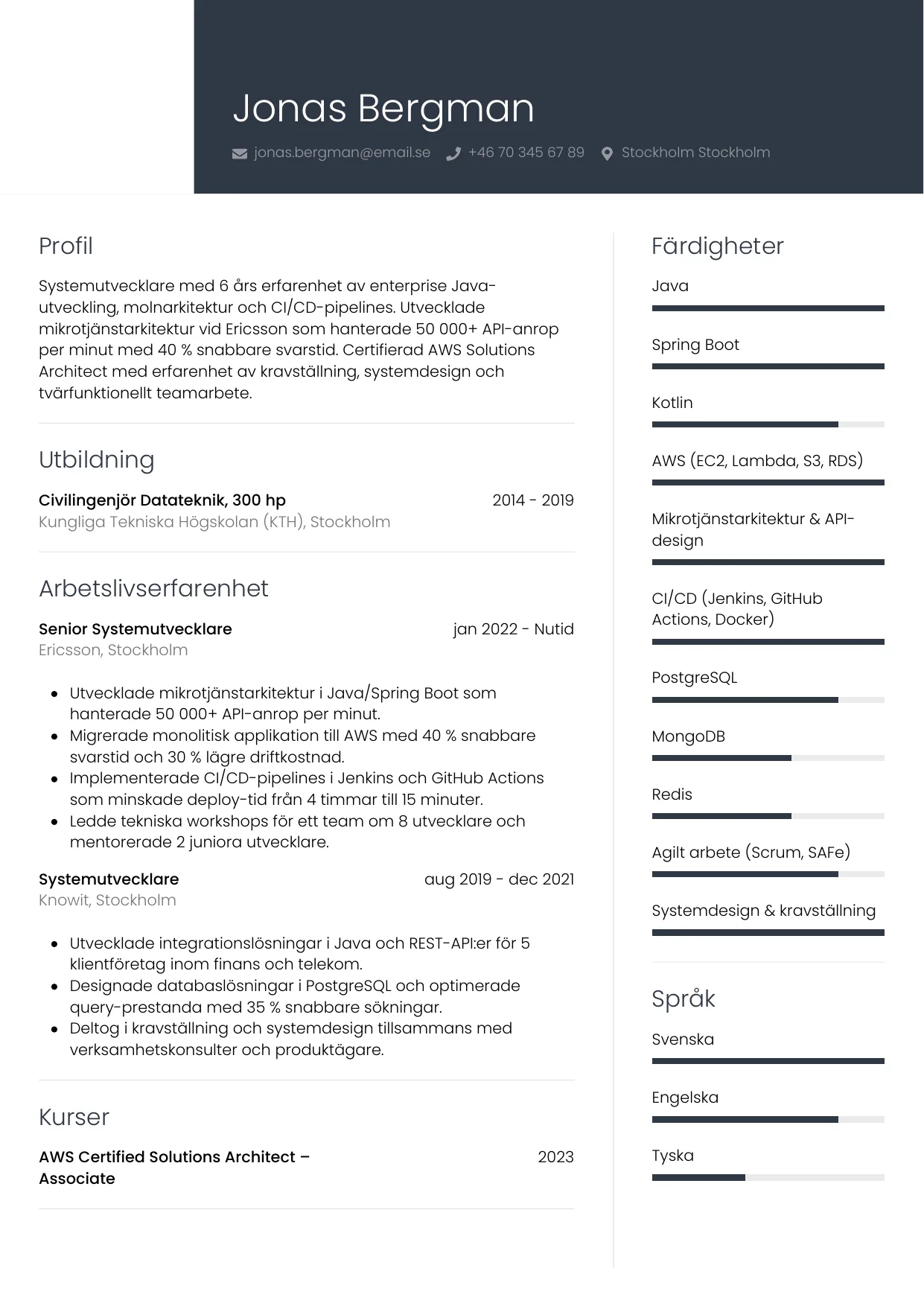 CV-mall Professionell — gratis CV-mall för din ansökan