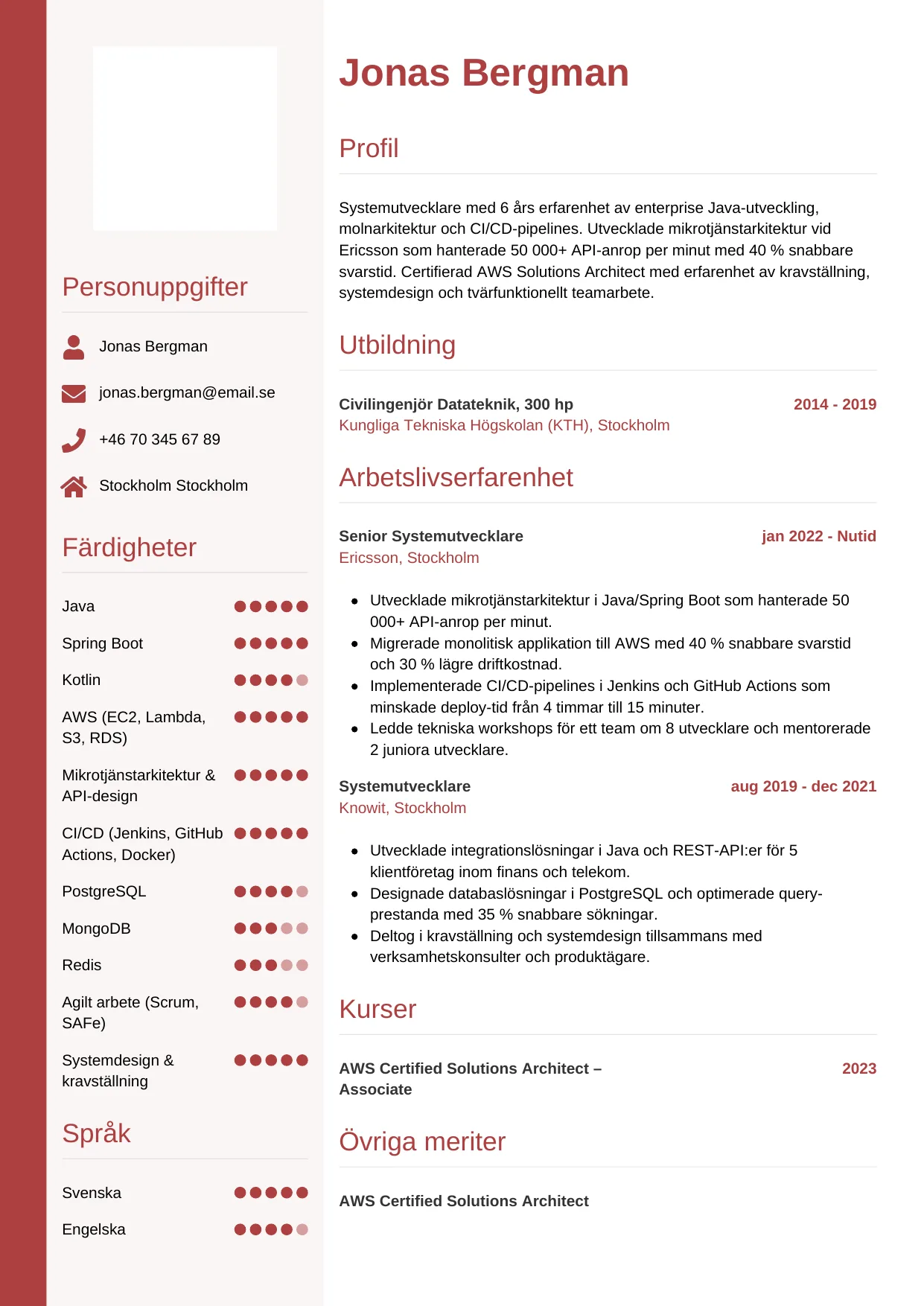 CV-mall Vertikal — gratis CV-mall för din ansökan