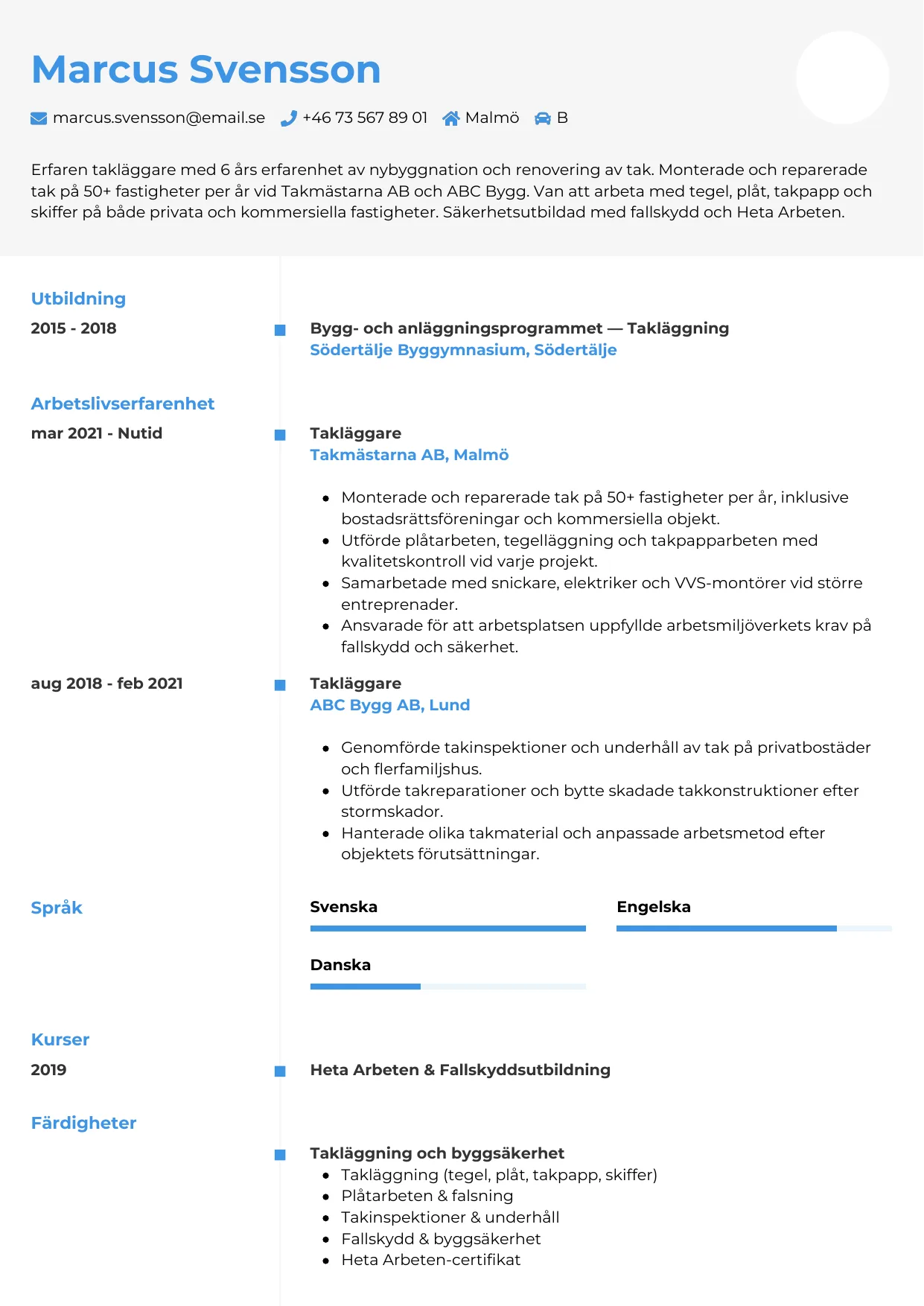 CV-mall Chrono — gratis CV-mall för din ansökan