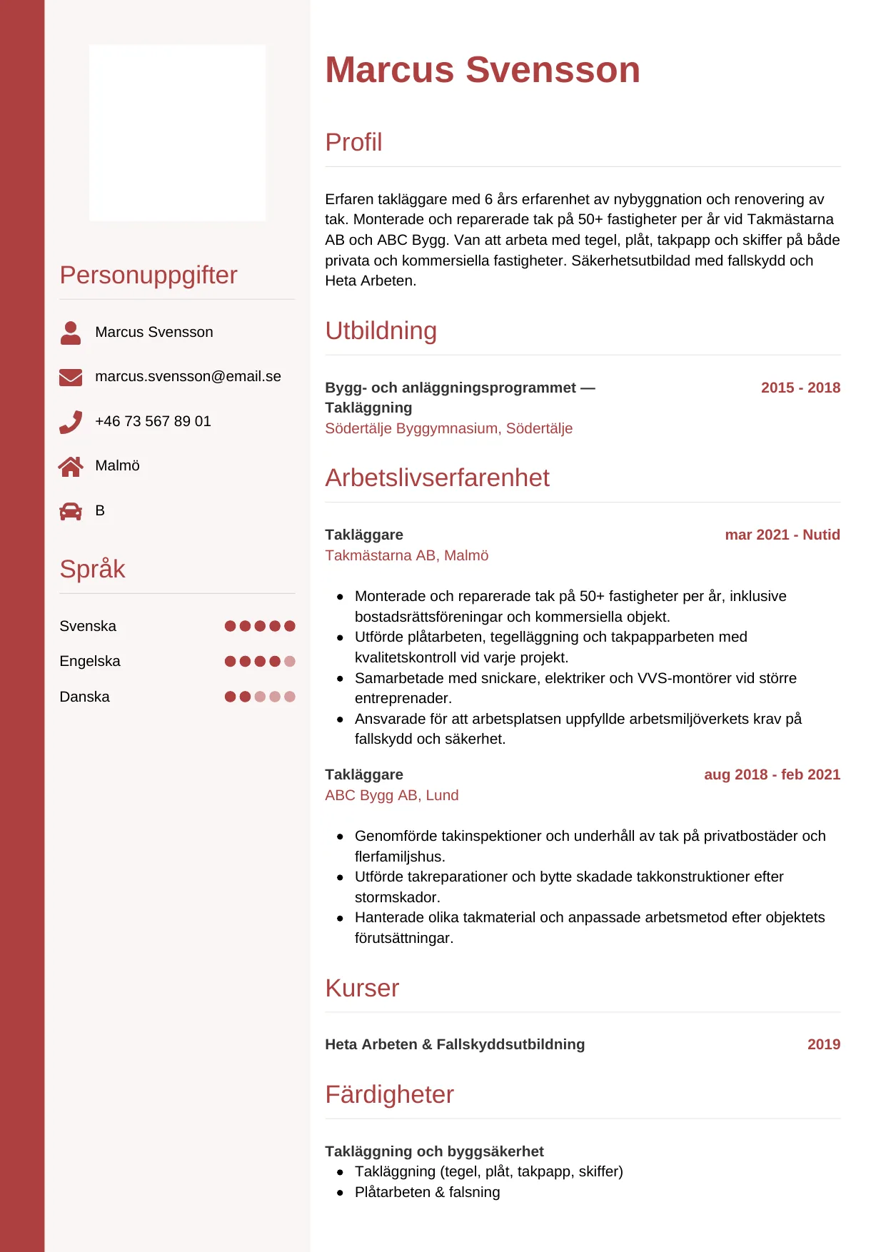 CV-mall Vertikal — gratis CV-mall för din ansökan