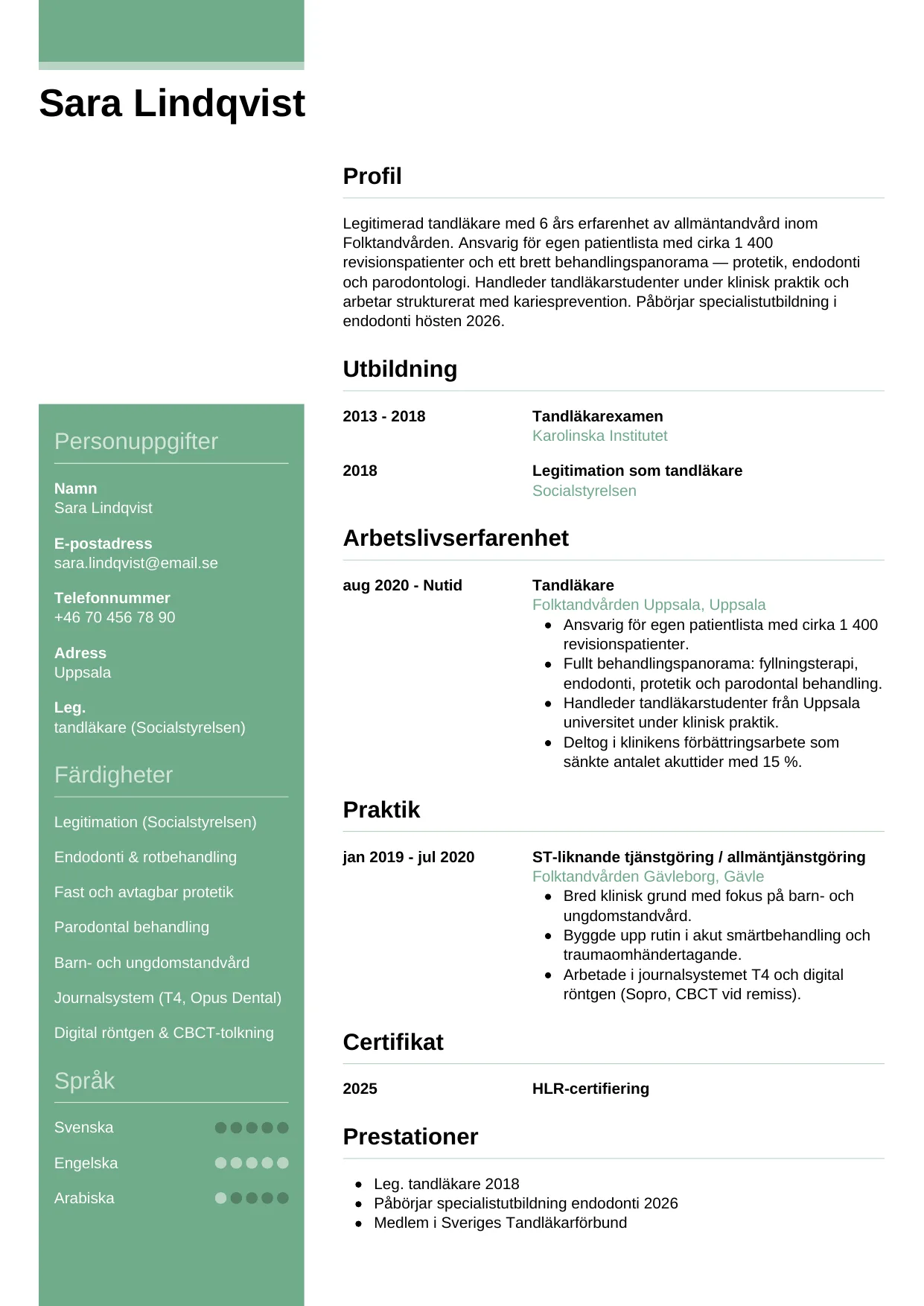 CV-mall Casual — gratis CV-mall för din ansökan
