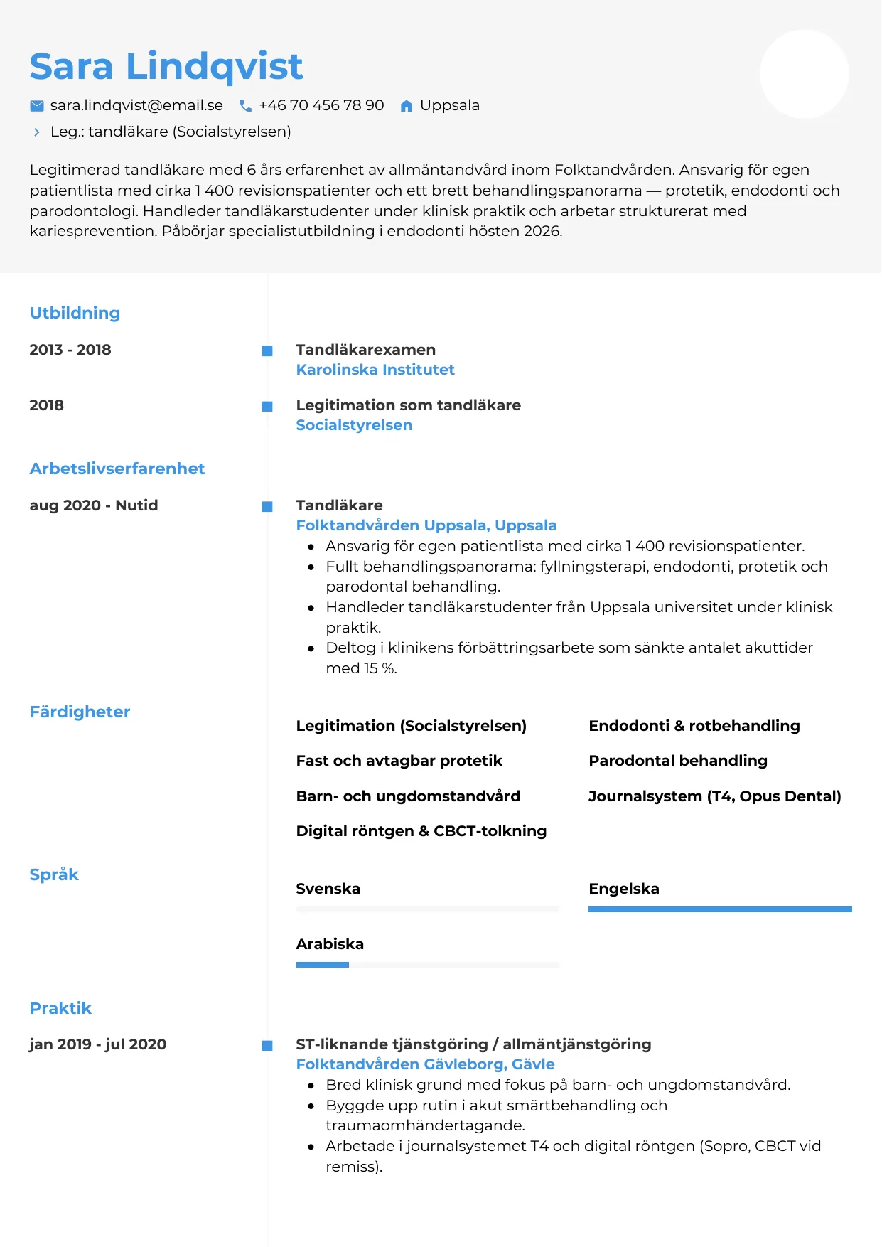 CV-mall Chrono — gratis CV-mall för din ansökan