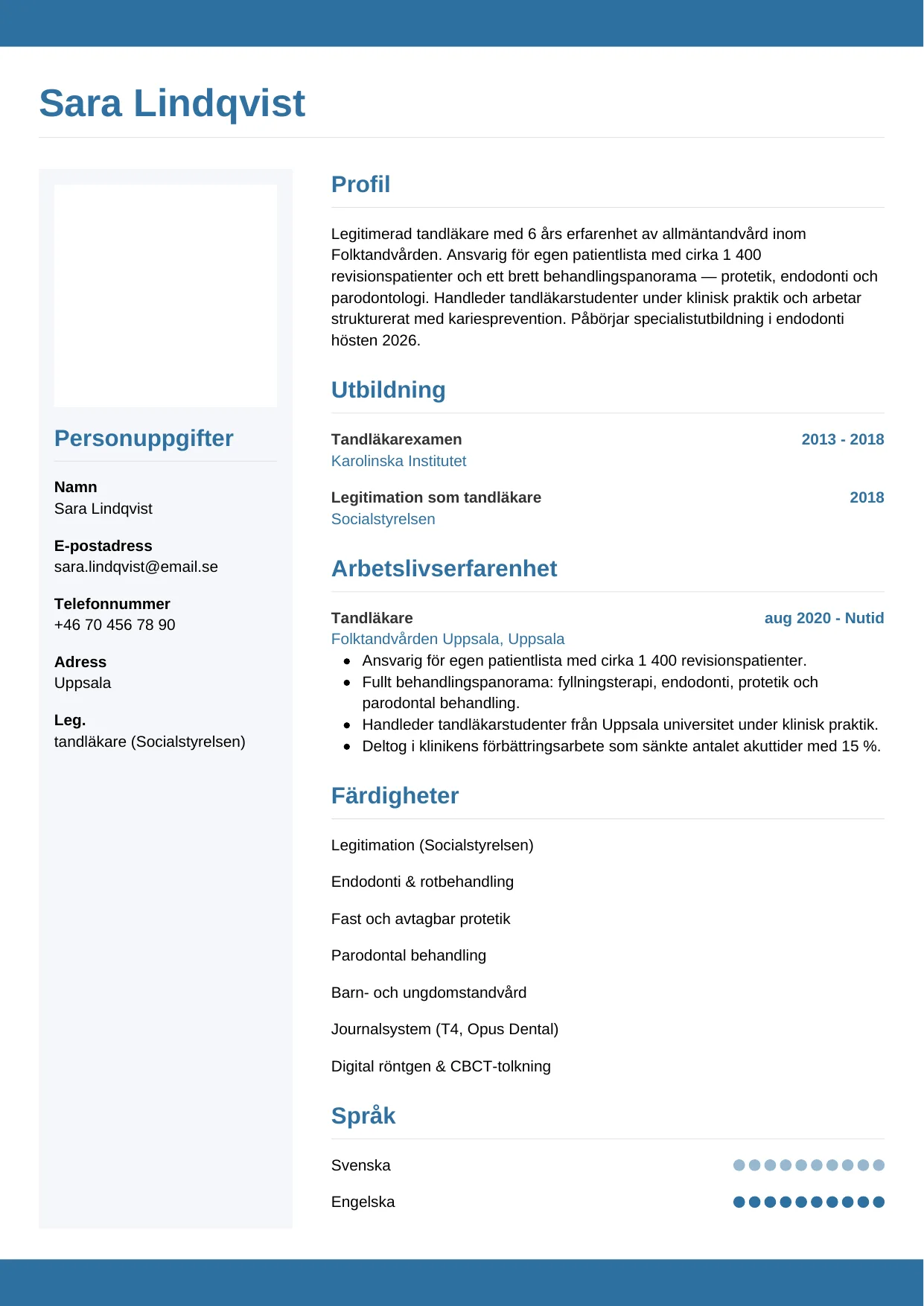CV-mall Horisontell — gratis CV-mall för din ansökan