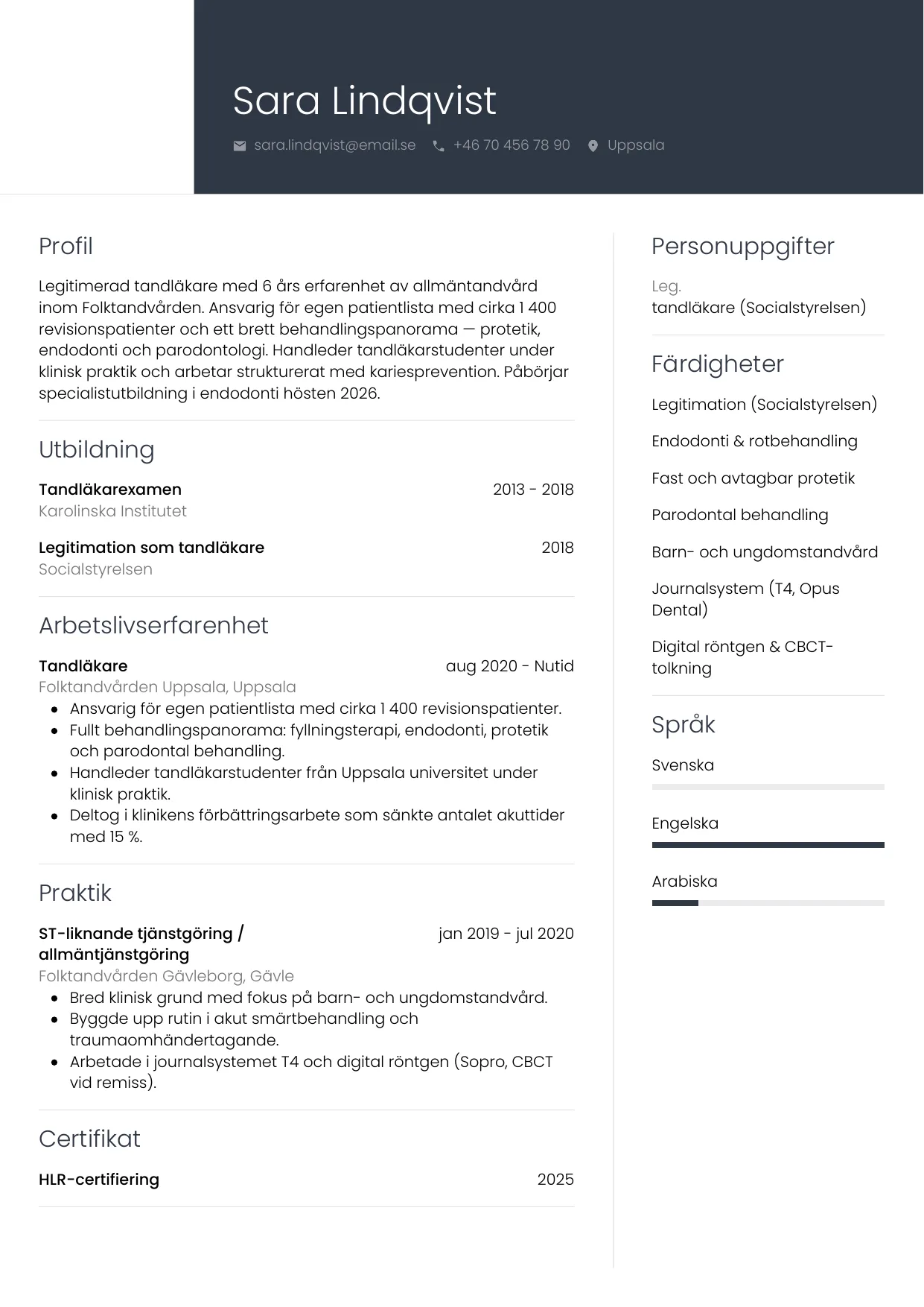 CV-mall Professionell — gratis CV-mall för din ansökan