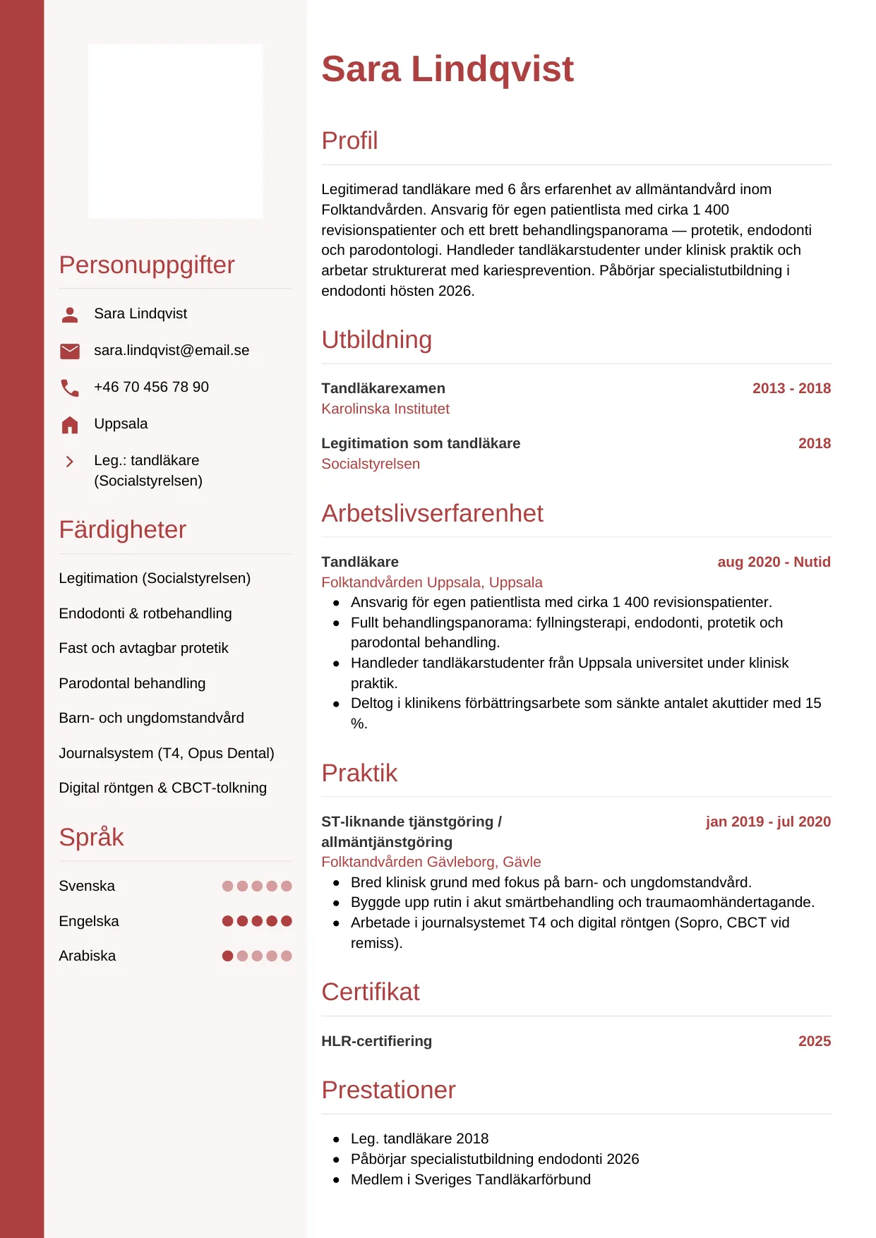 CV-mall Vertikal — gratis CV-mall för din ansökan