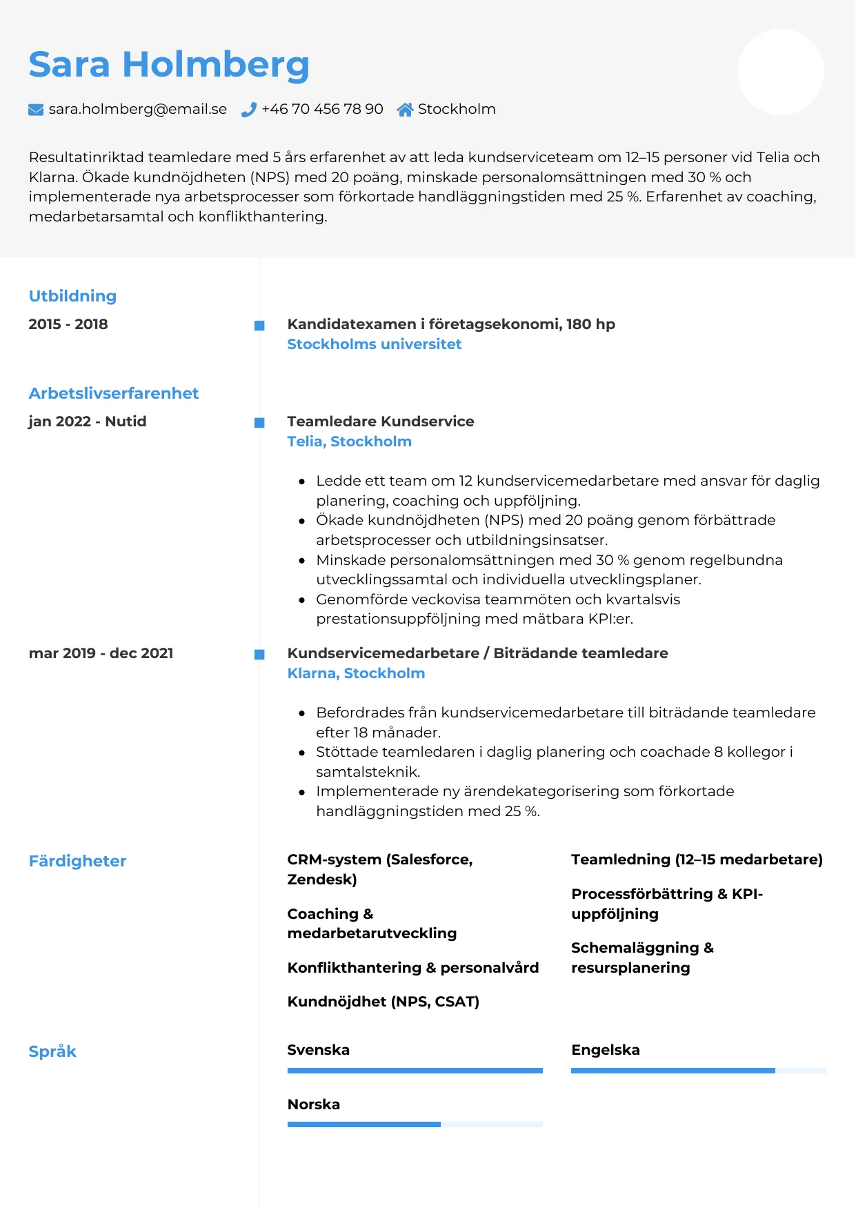 CV-mall Chrono — gratis CV-mall för din ansökan