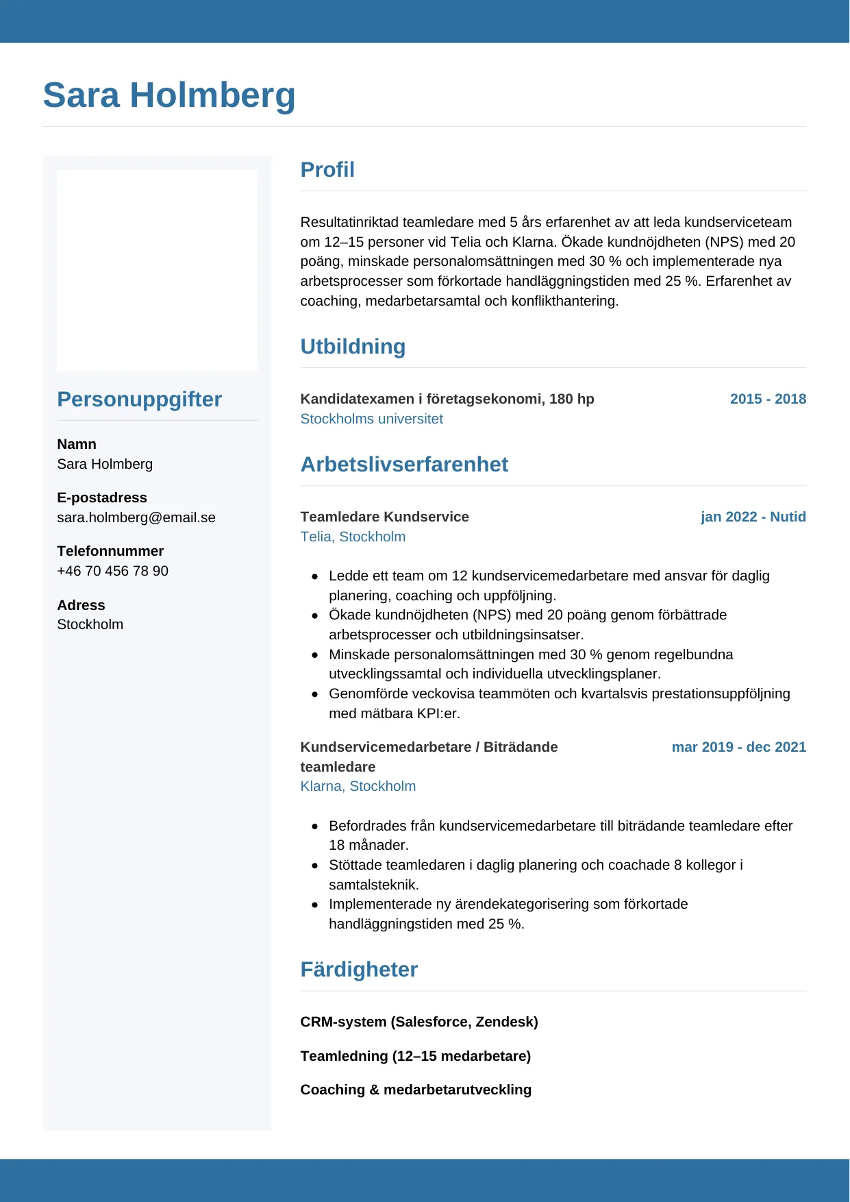 CV-mall Horisontell — gratis CV-mall för din ansökan