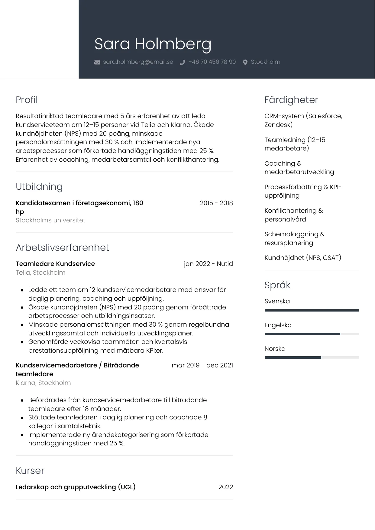 CV-mall Professionell — gratis CV-mall för din ansökan