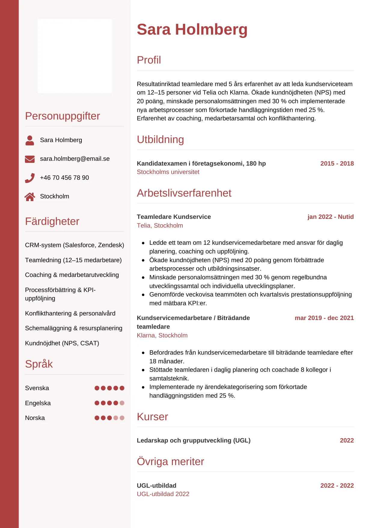 CV-mall Vertikal — gratis CV-mall för din ansökan
