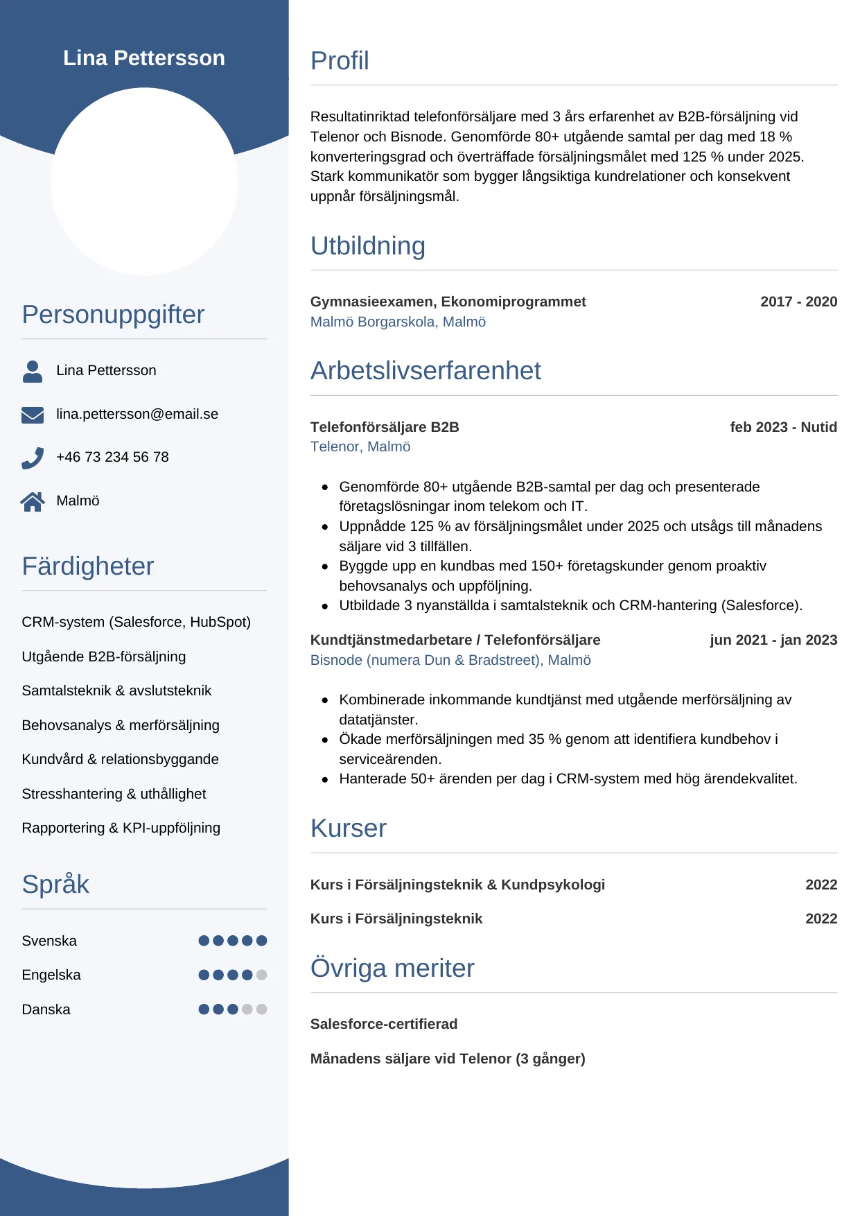CV-mall Cirkulär — gratis CV-mall för din ansökan