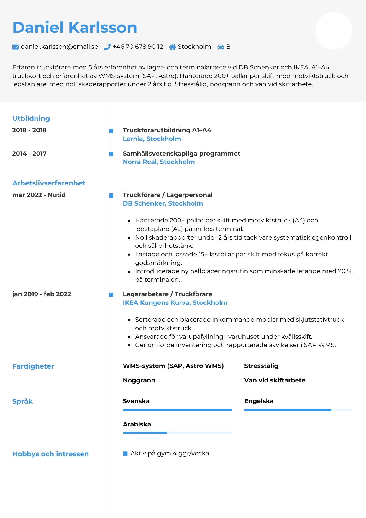 CV-mall Chrono — gratis CV-mall för din ansökan