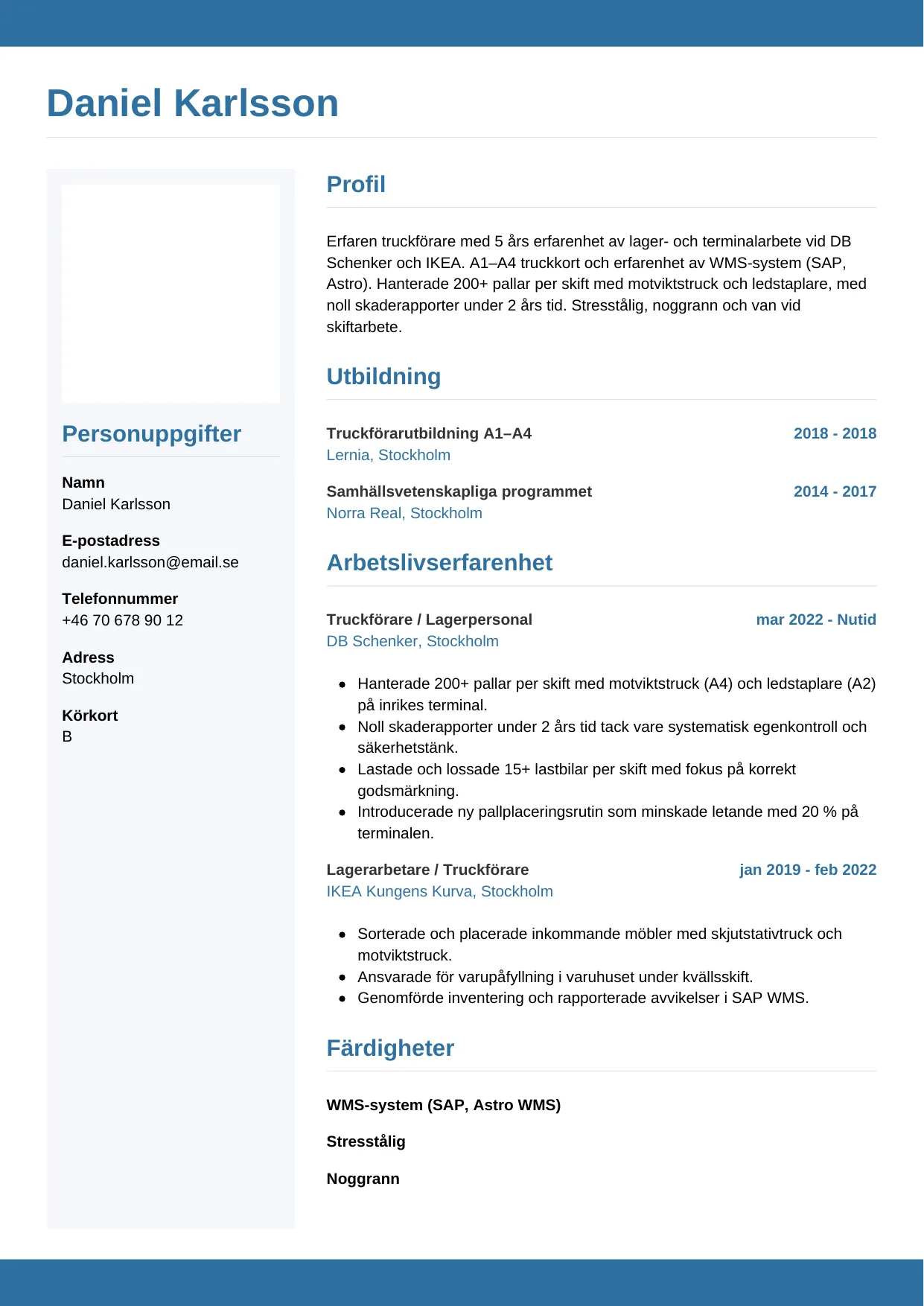 CV-mall Horisontell — gratis CV-mall för din ansökan