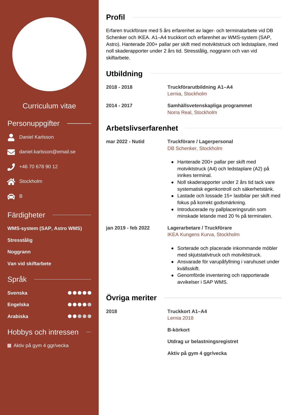 CV-mall Modern — gratis CV-mall för din ansökan