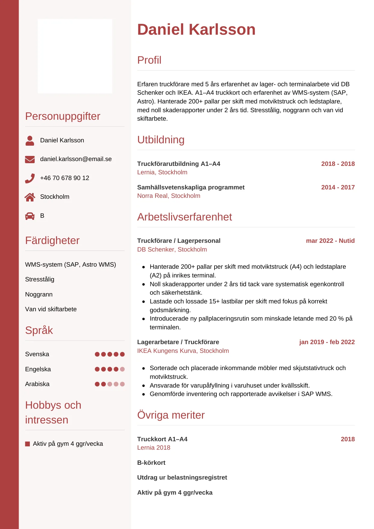 CV-mall Vertikal — gratis CV-mall för din ansökan