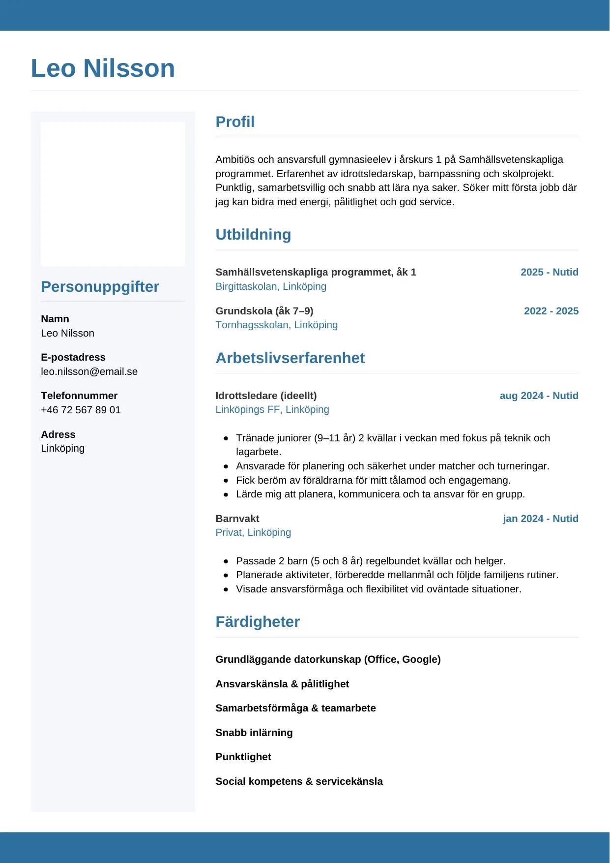 CV-mall Horisontell — gratis CV-mall för din ansökan