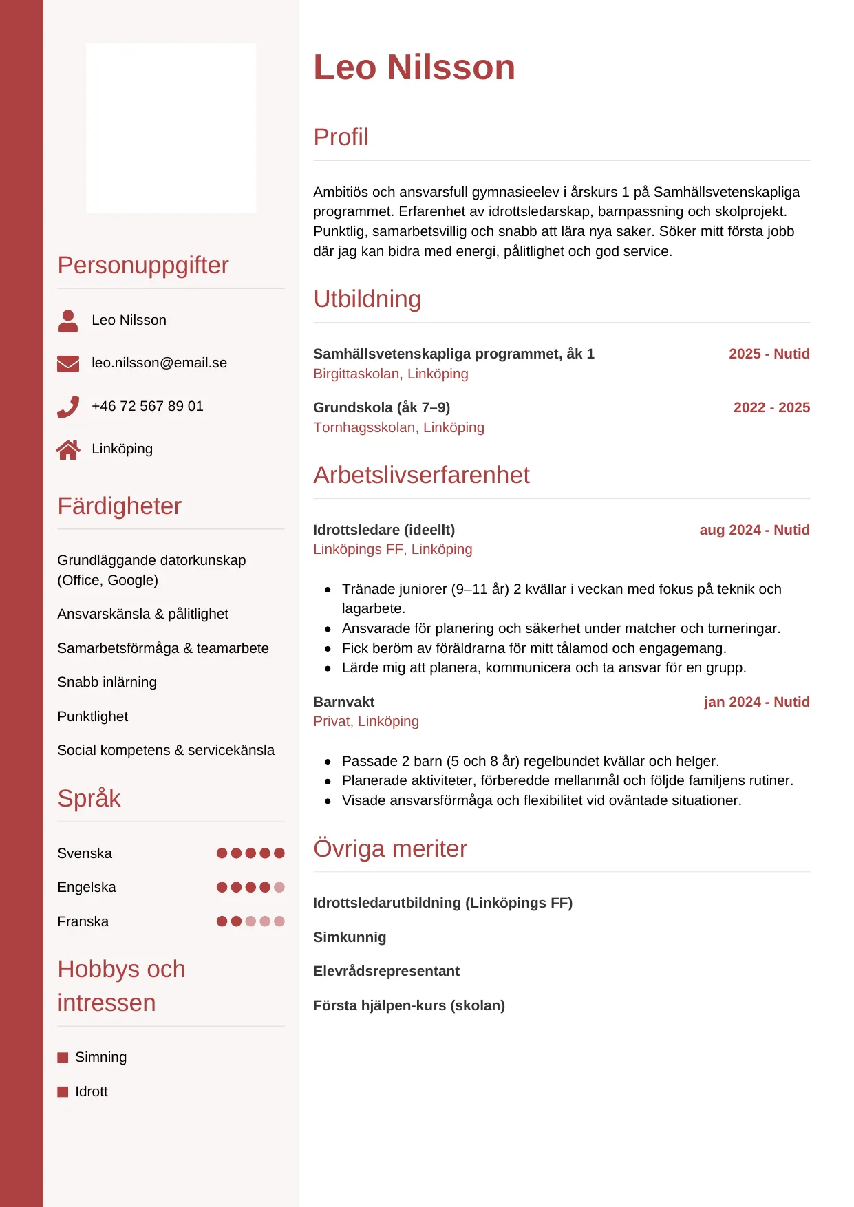 CV-mall Vertikal — gratis CV-mall för din ansökan