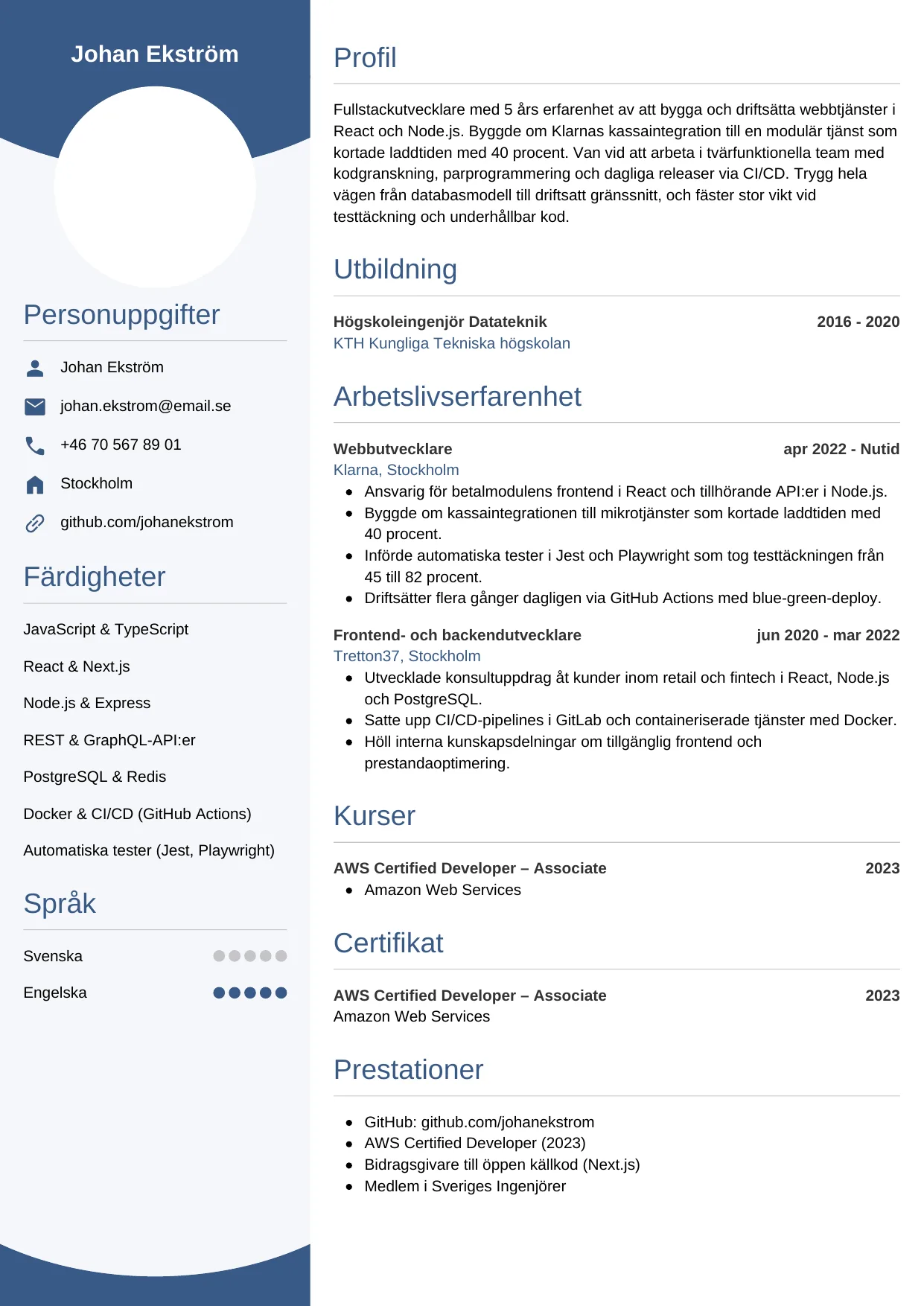 CV-mall Cirkulär — gratis CV-mall för din ansökan