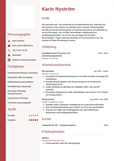 CV-exempel HR-specialist