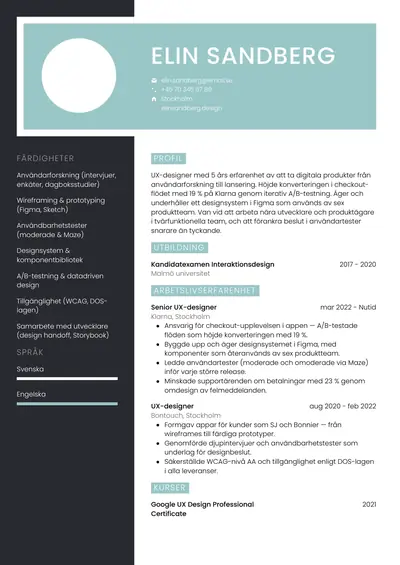 CV-exempel UX-designer